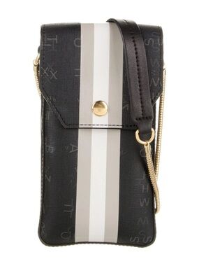 India Hicks Mini Crossbody Phone Pouch with Center Stripe Black New